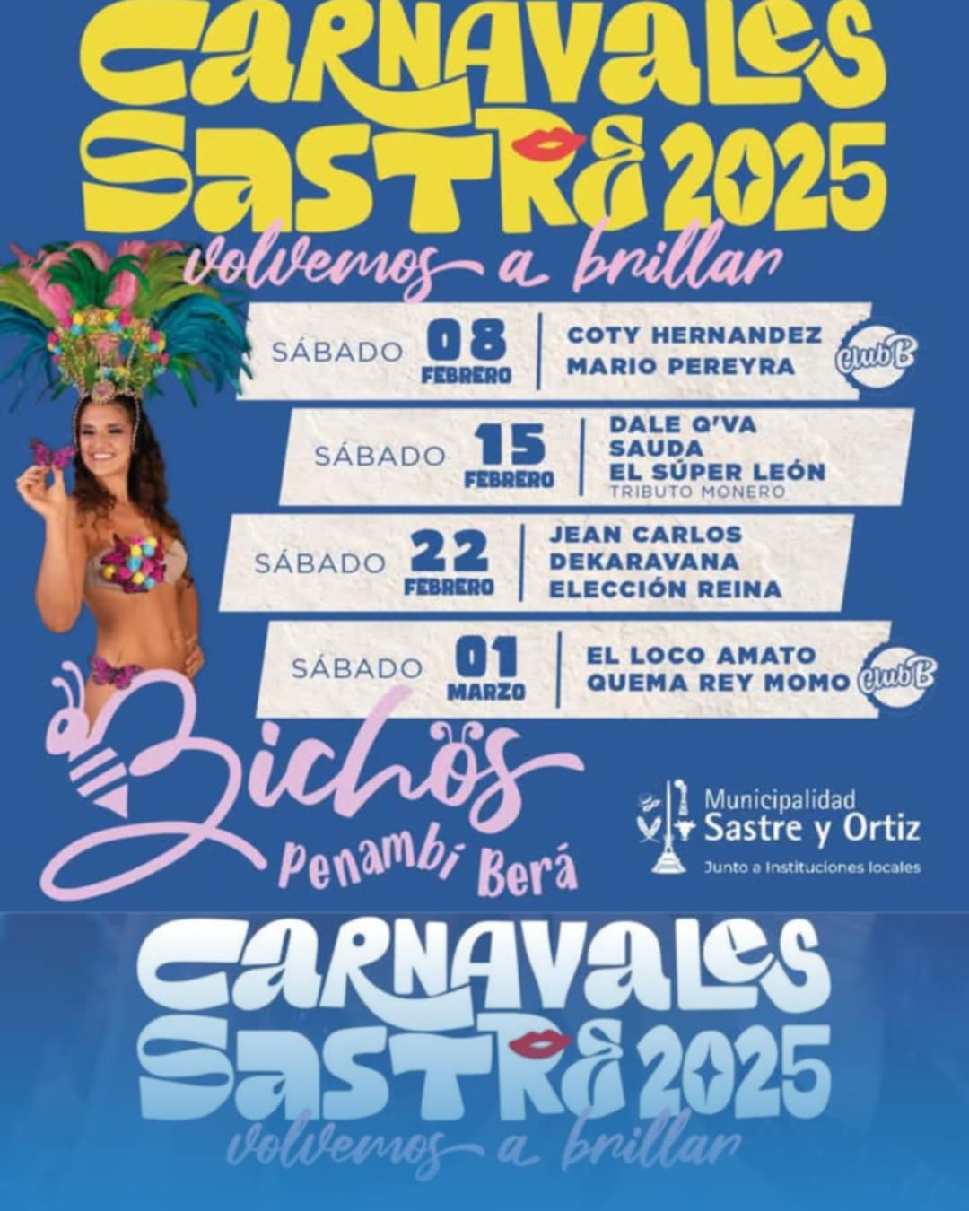 Carnaval Sastre 2025 grilla completa
