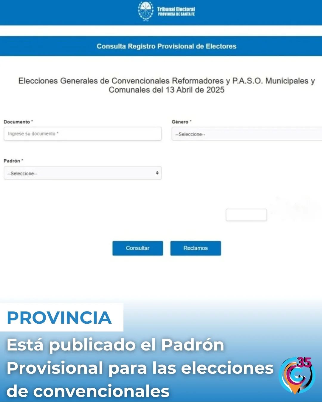 Padrón provisional elecciones 2025