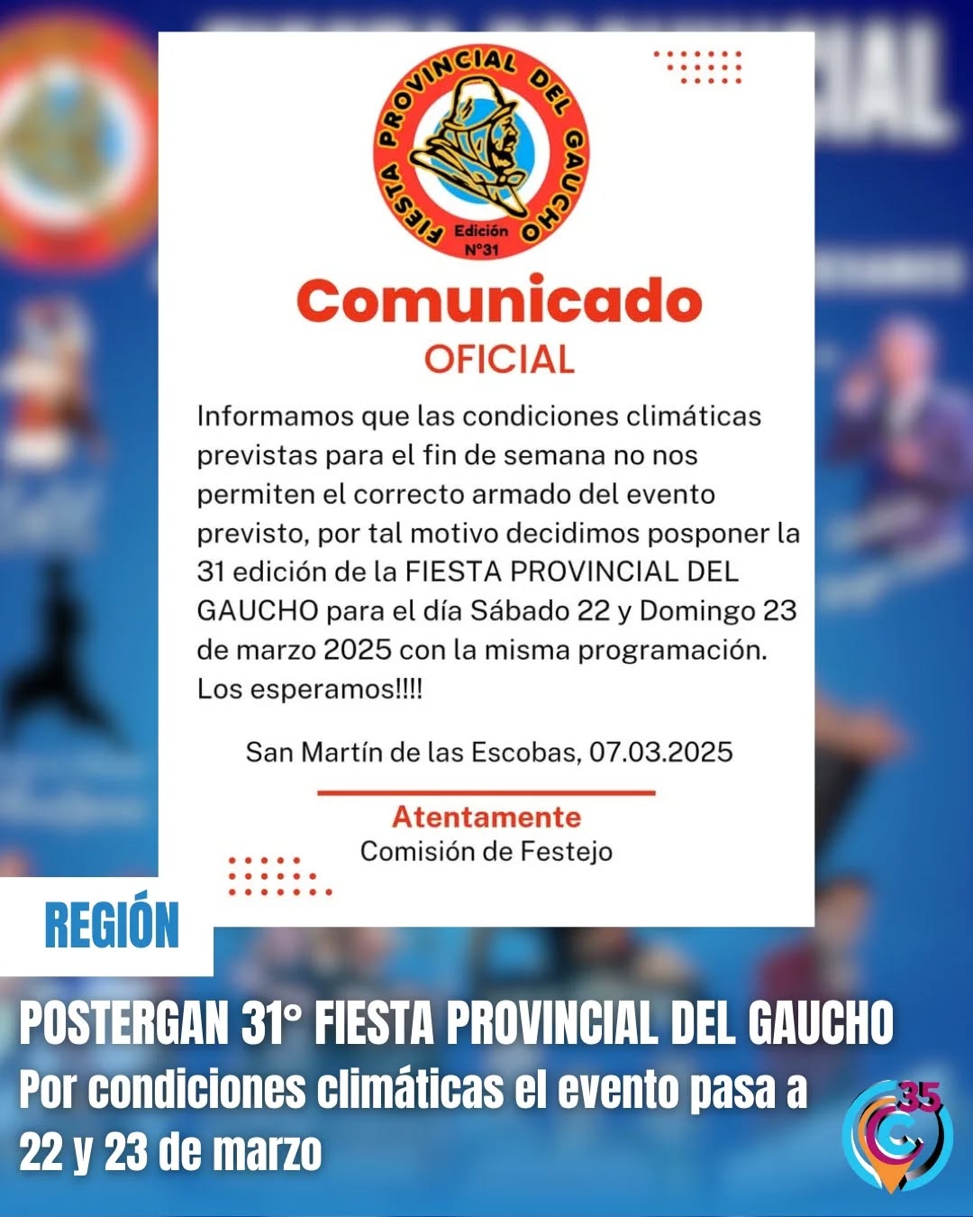 FIESTA DEL GAUCHO SUSPENDE 070325